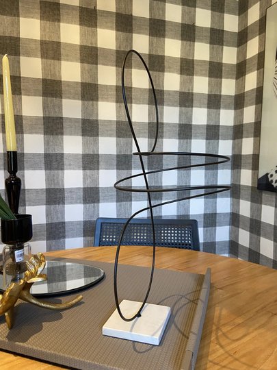 Escultura Abstrata Em Metal Preto 50cm