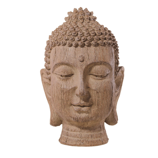 Escultura Cabeça Face Buda Em Poliresina Mart