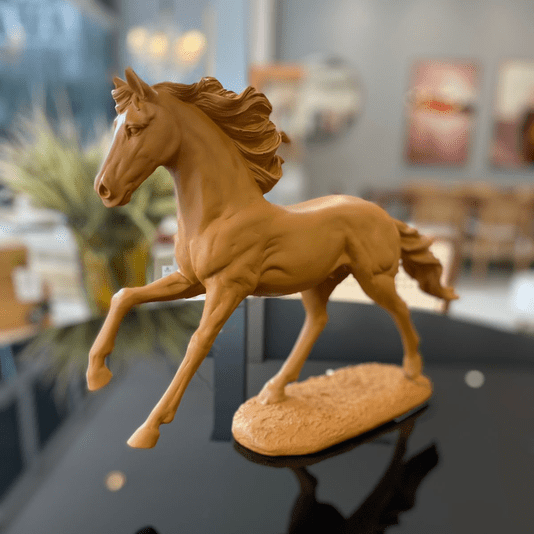 Escultura Cavalo Em Polirresina Marrom