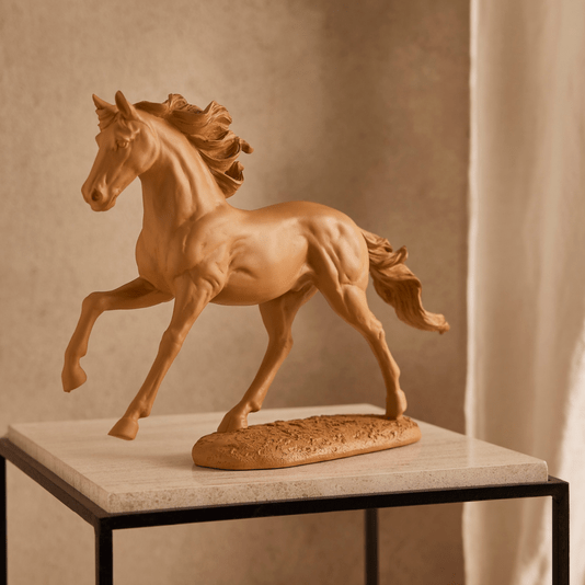 Escultura Cavalo Em Polirresina Marrom