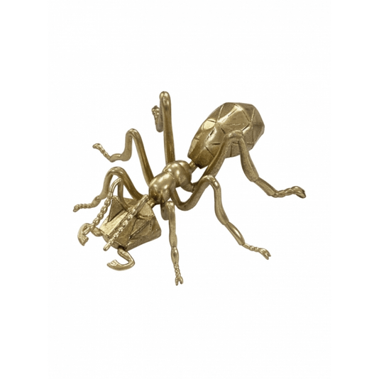 Escultura De Formiga Decorativa Em Resina Dourada