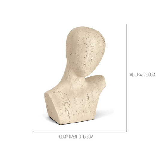 Escultura Decorativa Busto Bege Em Poliresina
