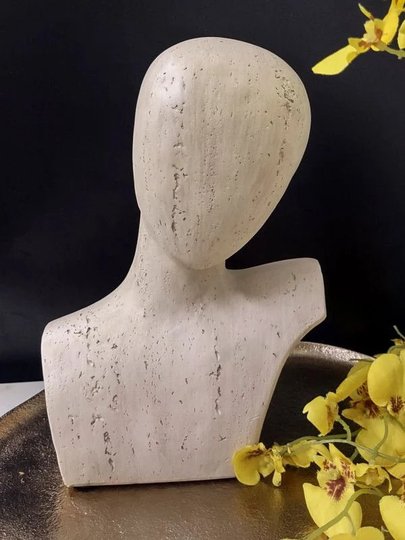 Escultura Decorativa Busto Bege Em Poliresina