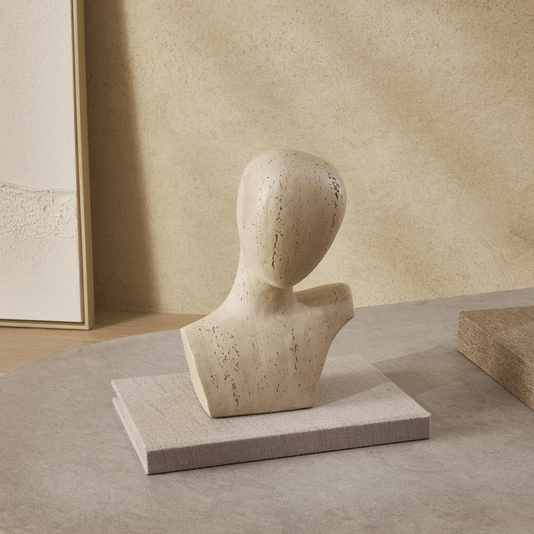 Escultura Decorativa Busto Bege Em Poliresina