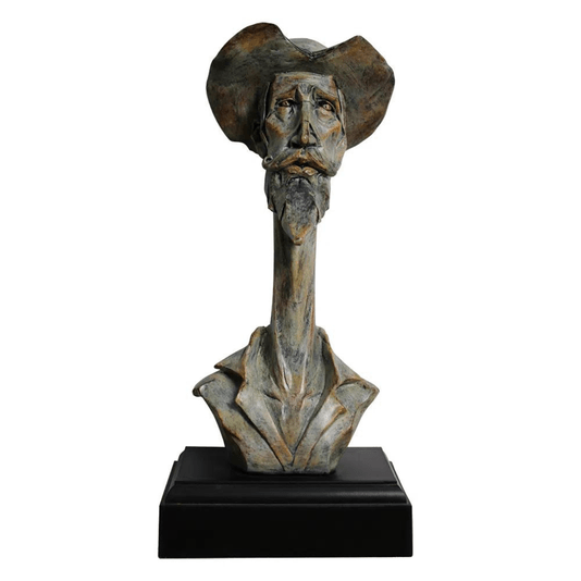 Escultura Decorativa Busto Homem De Chapéu Resina