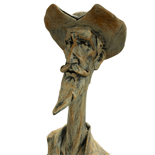 Escultura Decorativa Busto Homem De Chapéu Resina
