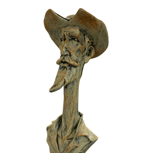 Escultura Decorativa Busto Homem De Chapéu Resina