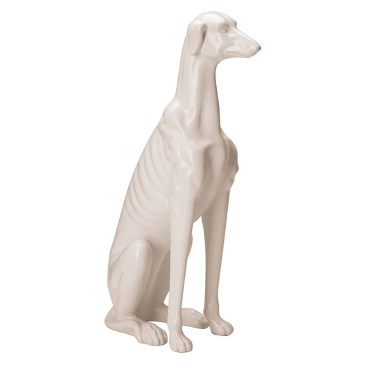 Escultura Decorativa Cachorro Em Cerâmica Branco