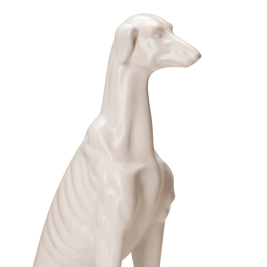 Escultura Decorativa Cachorro Em Cerâmica Branco