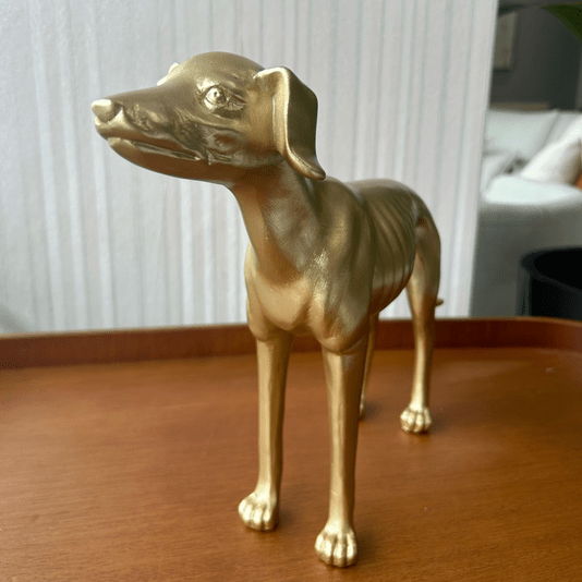 Escultura Decorativa Cachorro Em Poliresina Dourado G