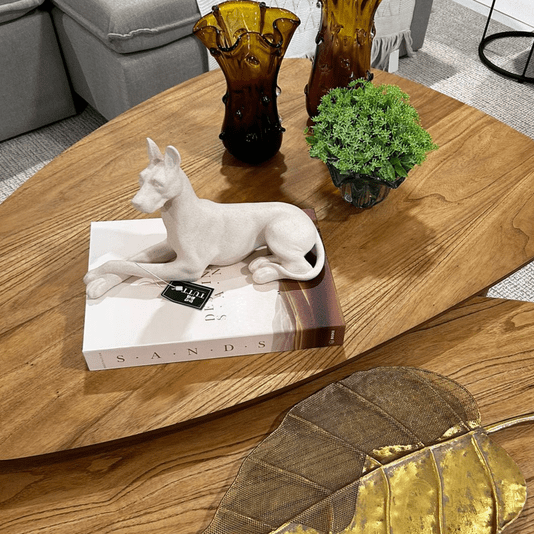 Escultura Decorativa Cachorro Em Poliresina Nude 35,5cm