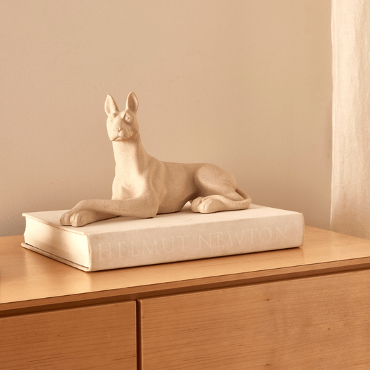 Escultura Decorativa Cachorro Em Poliresina Nude 35,5cm