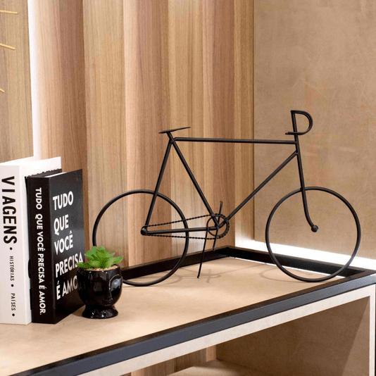 Escultura Decorativa De Metal Bicicleta Preta M 50CM