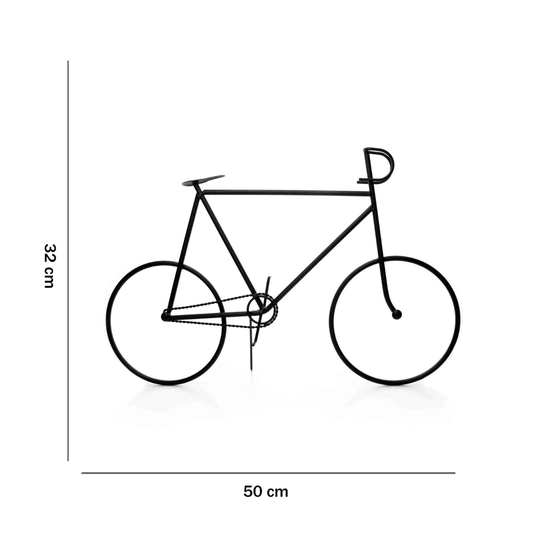 Escultura Decorativa De Metal Bicicleta Preta M 50CM