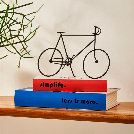 Escultura Decorativa De Metal Bicicleta Preta M 50CM