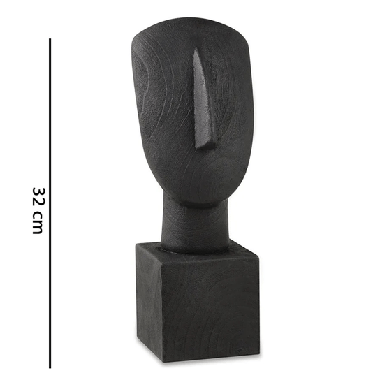 Escultura Decorativa Face em Poliresina Preto Mart