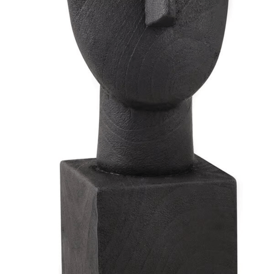 Escultura Decorativa Face em Poliresina Preto Mart