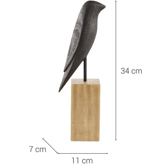 Escultura Decorativa Pássaro Em Poliresina P 34CM