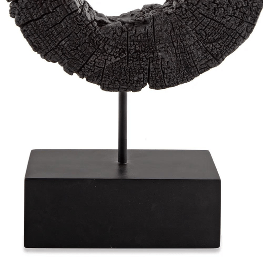 Escultura Decorativa Tronco Círculo Em Poliresina Preto 
