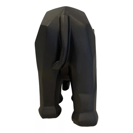 Escultura Elefante Geométrico Em Poliresina Preto G