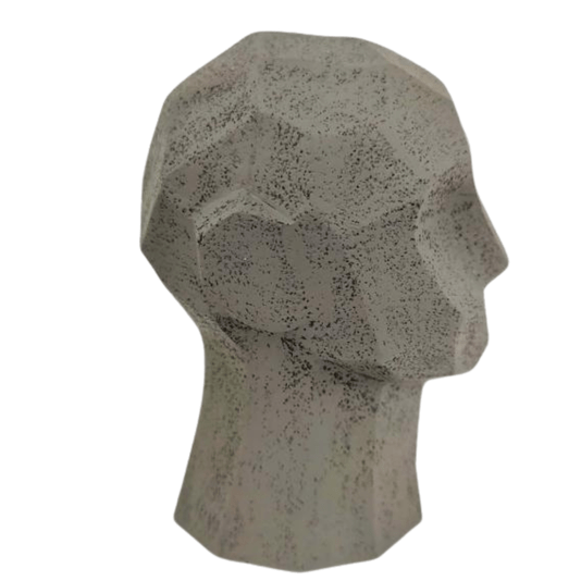 Escultura Face Decorativa Cinza Em Poliresina 17,5cm