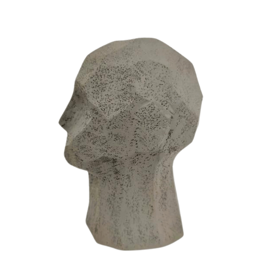 Escultura Face Decorativa Cinza Em Poliresina 17,5cm