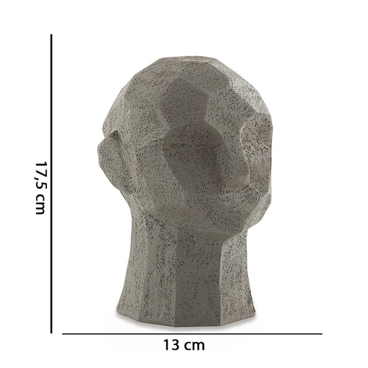 Escultura Face Decorativa Cinza Em Poliresina 17,5cm