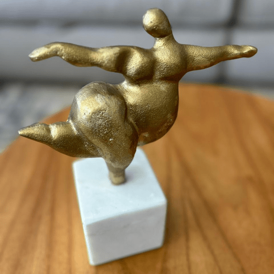Escultura Gordinha Balé Metal Com Base Mármore