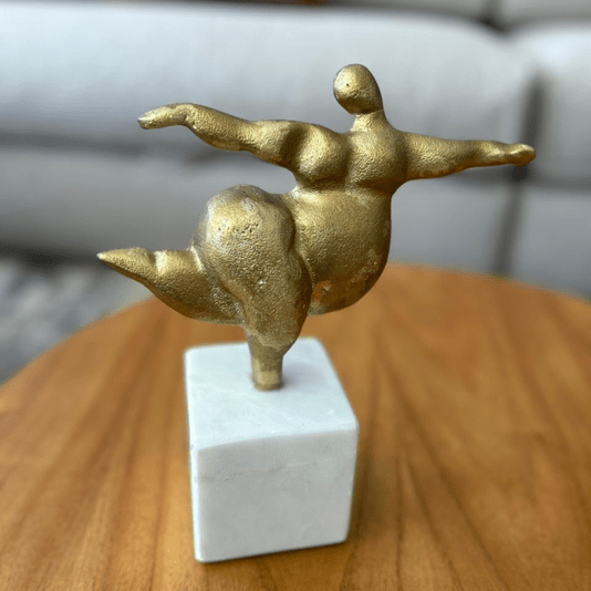 Escultura Gordinha Balé Metal Com Base Mármore