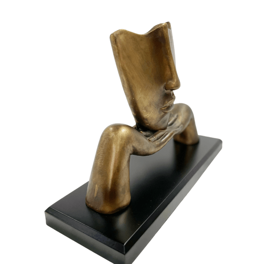 Escultura Rosto Decorativo Em Resina Cobre e Marrom
