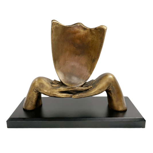 Escultura Rosto Decorativo Em Resina Cobre e Marrom