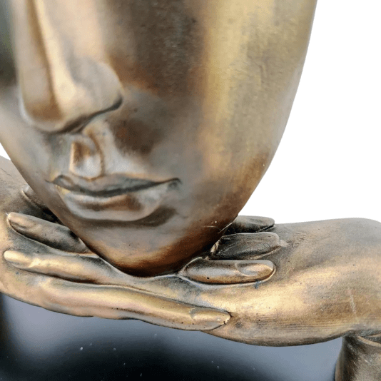 Escultura Rosto Decorativo Em Resina Cobre e Marrom