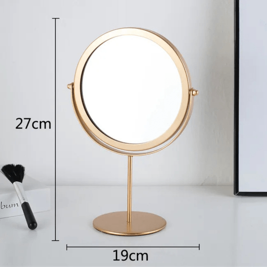Espelho De Mesa Bancada Metal Dourado