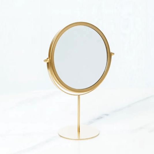 Espelho De Mesa Bancada Metal Dourado