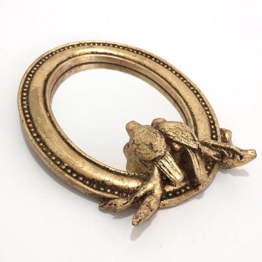 Espelho Oval Dourado 2 Pássaros