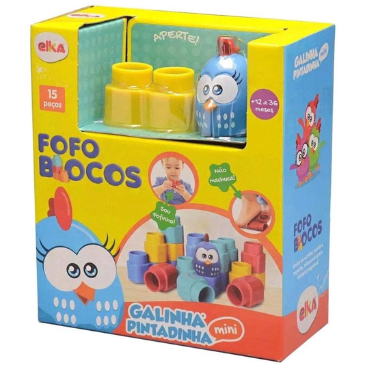 Brinquedo Fofo Blocos 15 Peças Galinha Pintadinha Mini