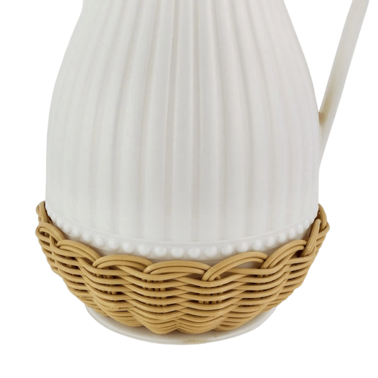 Garrafa Térmica Branca Pérola E Rattan 1 Litro