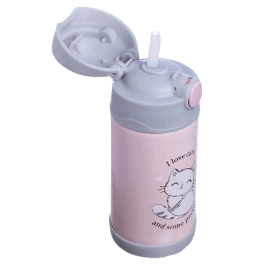 Garrafa Térmica Infantil Click Com Canudo I Love Cats 300ml