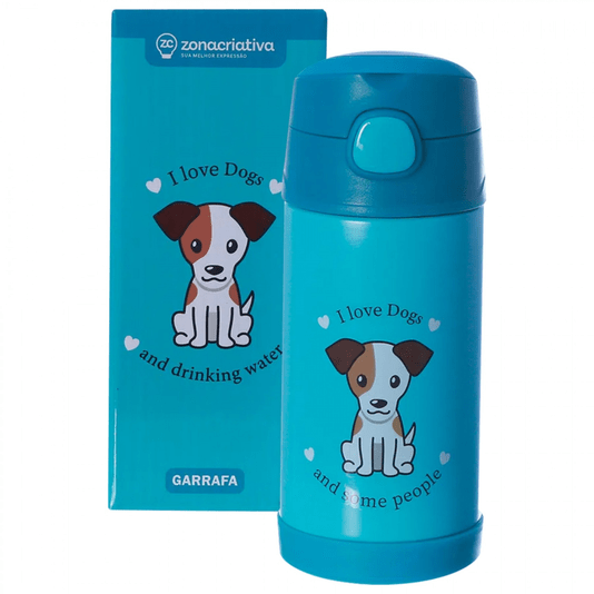 Garrafa Térmica Infantil Click Com Canudo I Love Dogs 300ml