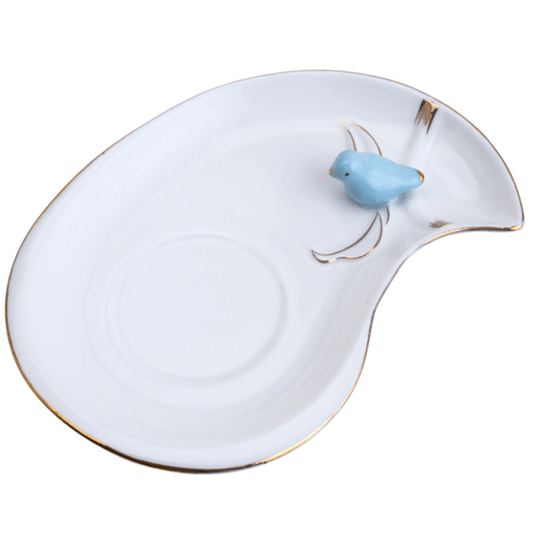Jogo 6 Xícaras De Café Com Pires Porcelana Birds Plate Colorido 90ml