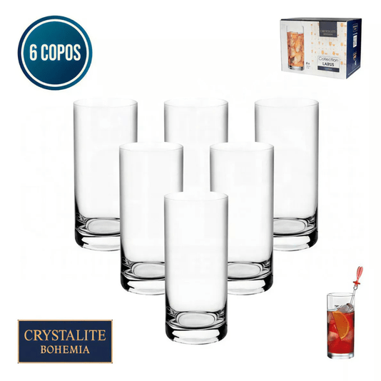 Jogo De Copos Cristal Bohemia Larus 6 Peças 350ml