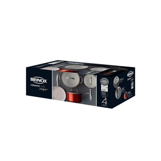 Jogo de Panelas 4 Peças Ceramic Life Unique com indução Brinox Caramelo