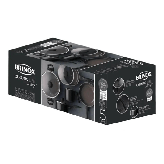 Jogo De Panelas Antiaderente Brinox Ceramic Life Easy 5peças Preto