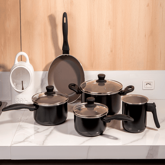 Jogo De Panelas Antiaderente Brinox Ceramic Life Easy 5peças Preto
