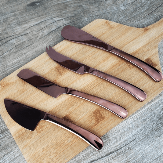 Jogo Facas Para Queijo Lorraine Com 4 Peças Inox Cobre 