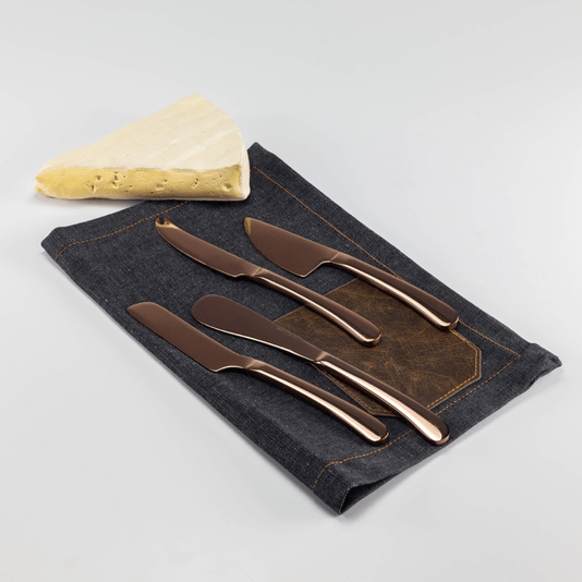 Jogo Facas Para Queijo Lorraine Com 4 Peças Inox Cobre 