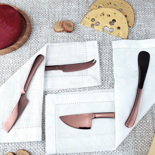 Jogo Facas Para Queijo Lorraine Com 4 Peças Inox Cobre 