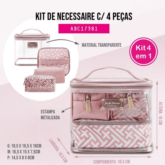 Kit de Necesser Com 4 peças Diamante Jacki Design
