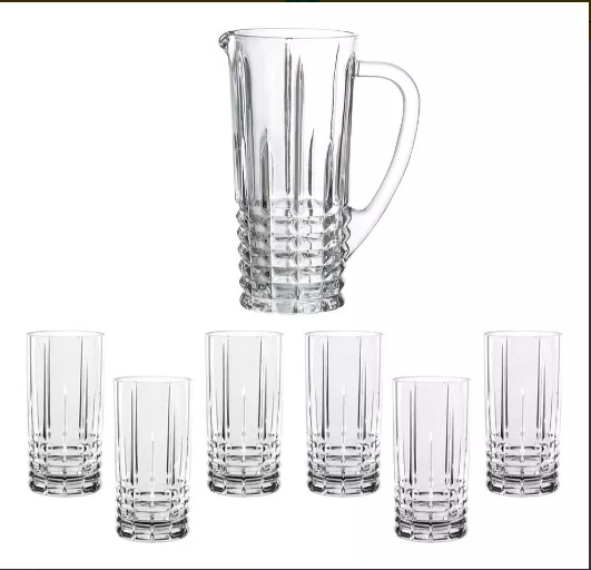 Kit Jogo Jarra De Vidro 900ml E 6 Copos de Vidro 219ml
