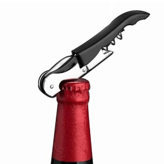 Kit Para Vinho Com 5 Peças Metal Estojo De Couro 